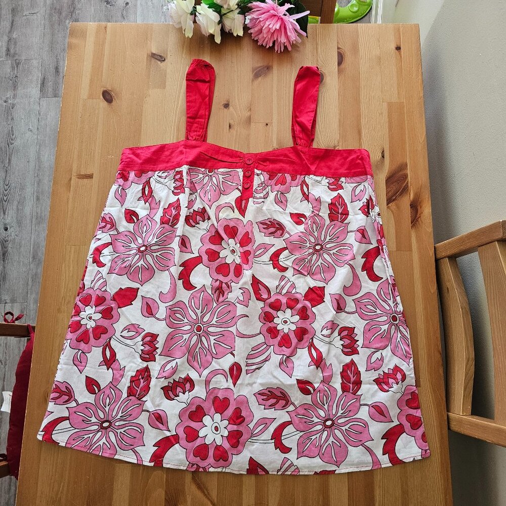 She's Cool - Tropical Print Halter Top - Red Floral
